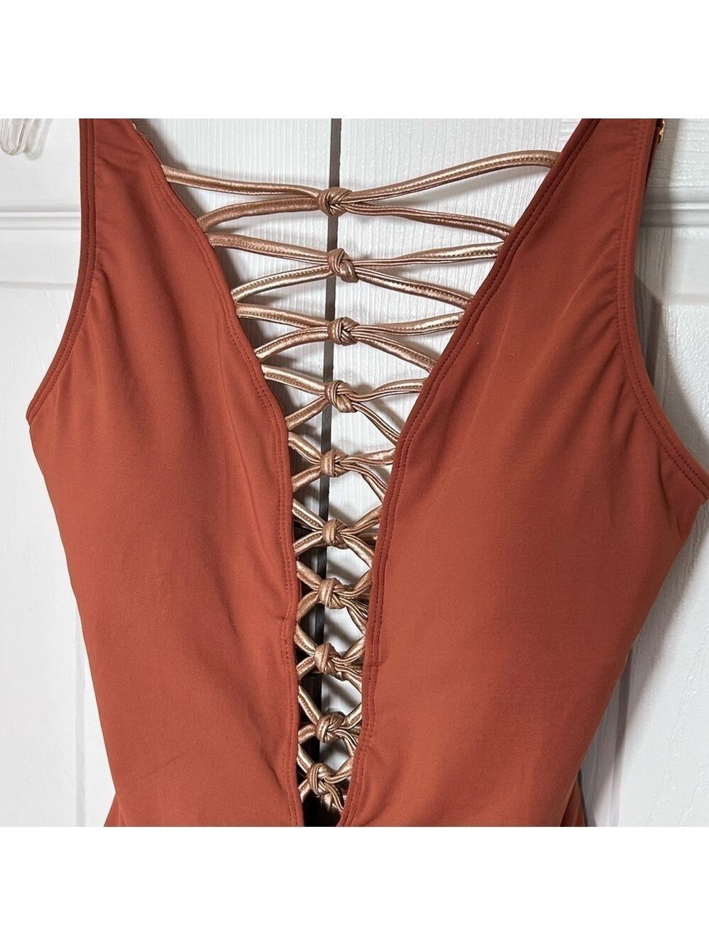 Bleu Rod Beattie One Piece Swimsuit Brown Gold Size 4 - Picture 6 of 14